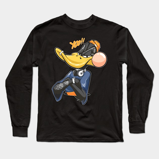 Hiphop Duck cartoons style Long Sleeve T-Shirt by KNTG